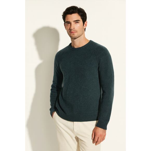 Vince Men’s Yak Merino Wool Marled Knit Crew Sweater Green Pullover Large - Picture 1 of 8